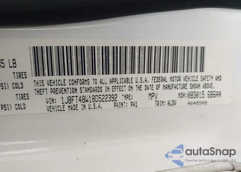 2008 Jeep Patriot Limited z USA, uszkodzony, nr VIN 1J8FT48W18D522392